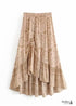 Boho Skirts in Brown Floral Lion For Women